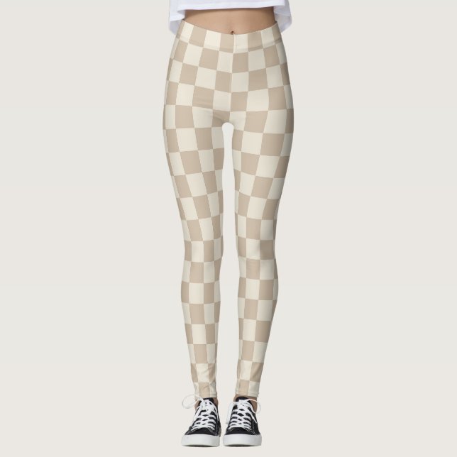 Brown and Beige Chequerboard Leggings (Front)