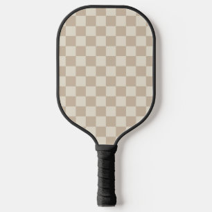 Brown and Beige Chequerboard Pickleball Paddle