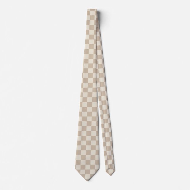 Brown and Beige Chequerboard Tie (Front)