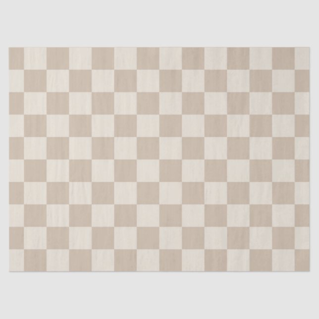 Brown and Beige Chequerboard Tissue Paper (Front)