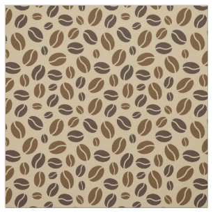 Brown and Beige Coffee Beans Pattern Fabric