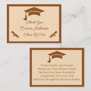 Brown And Beige Customized Graduation Thank You Card