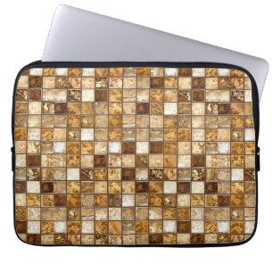 Brown and Beige Mosaic Tile Wall Laptop Sleeve