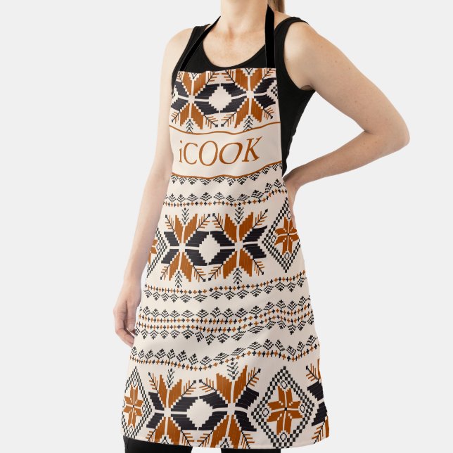 Brown and beige Native American pattern Apron (Insitu)