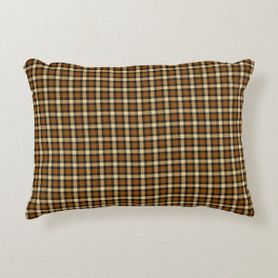 Brown And Beige Plaid Decorative Cushion
