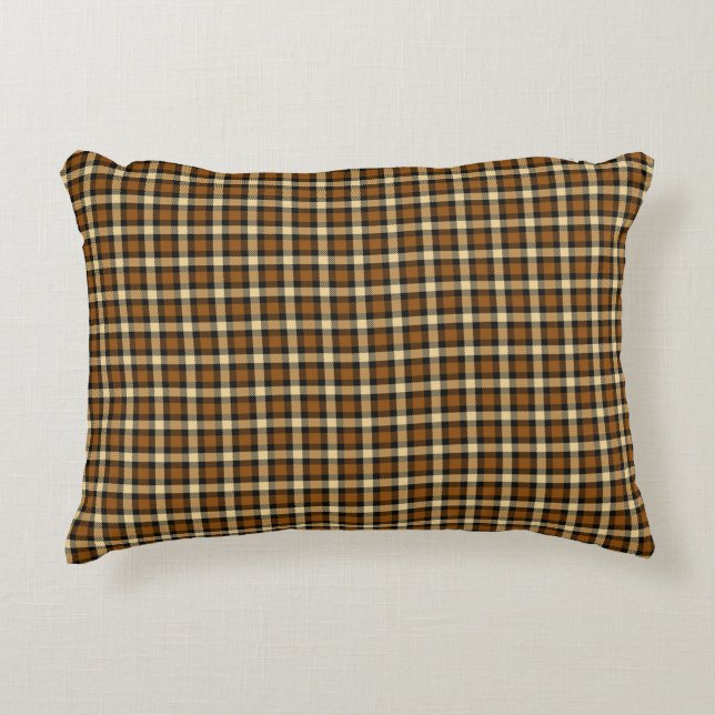 Brown And Beige Plaid Decorative Cushion (Front)