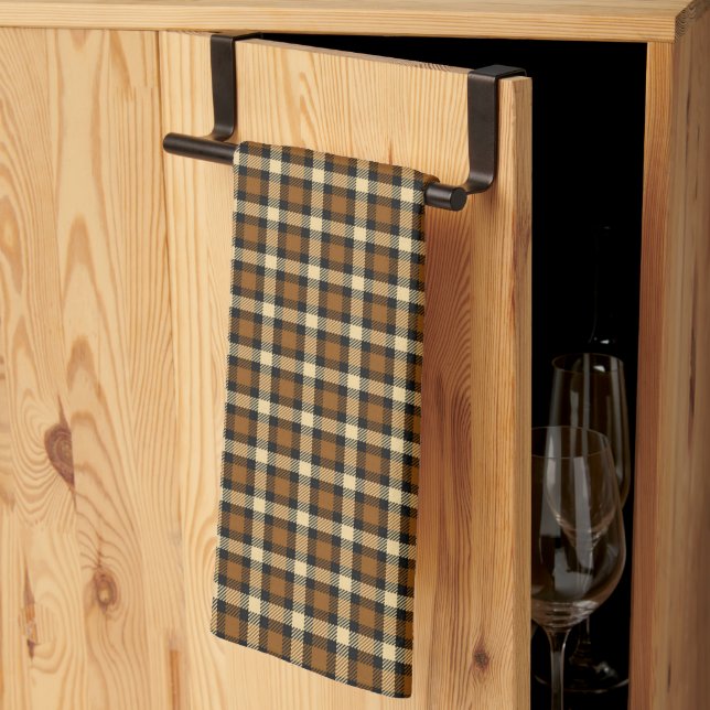 Brown And Beige Plaid Tea Towel (Thirds Fold)