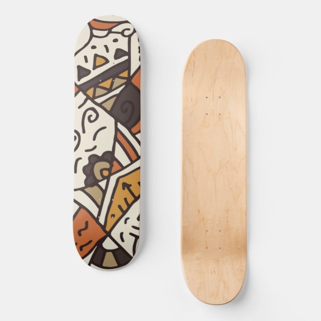 Brown and Beige Skateboard Deck- Skateboard (Front)