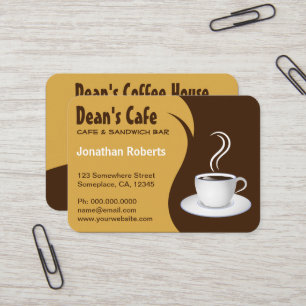 Brown and Beige Stylish Coffee Shop Cafe Large Business Card