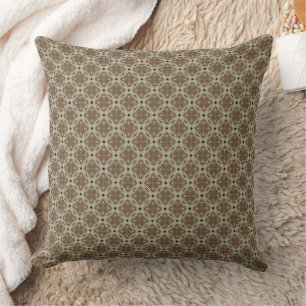 Brown And Beige Tones Geometric Repeating Pattern Cushion