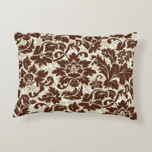 Brown And BeigeVintage Floral Damasks Decorative Cushion