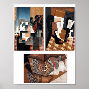 Brown and Black Abstract art collage sheet Poster