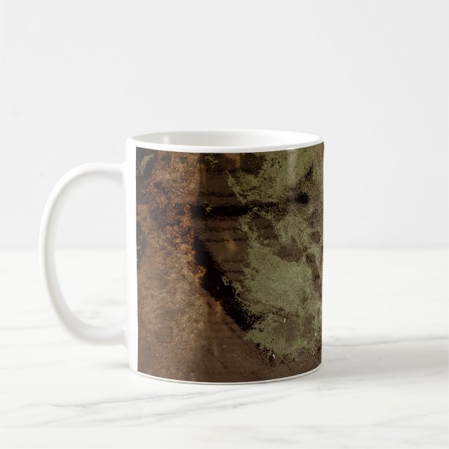 Brown and black abstract painting coffee mug (Left)