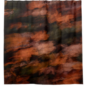 BROWN AND BLACK ABSTRACT PAINTING COLORFUL BLURRED SHOWER CURTAIN