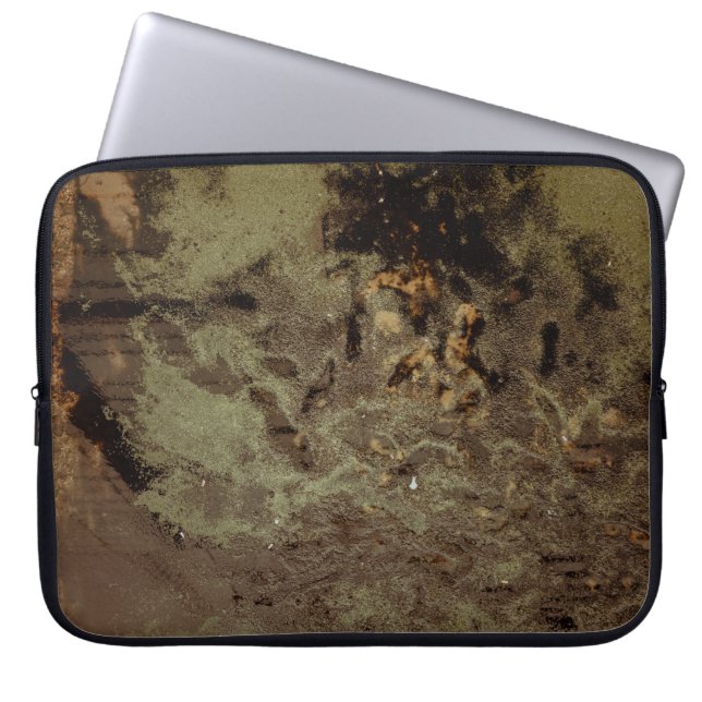 Brown and black abstract painting laptop sleeve (Front)
