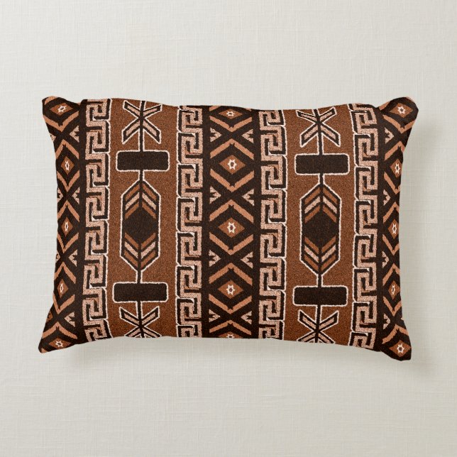 Brown And Black Aztec Pattern Southwest Design Decorative Cushion (Back)