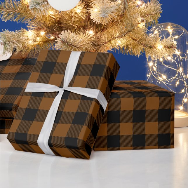 Brown and Black Buffalo Check Wrapping Paper (Holidays)