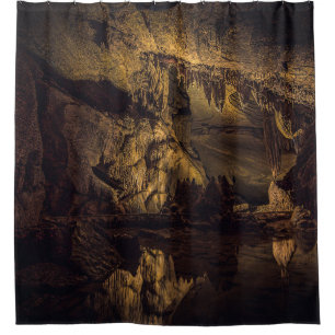 BROWN AND BLACK CAVE PAINTING SHOWER CURTAIN