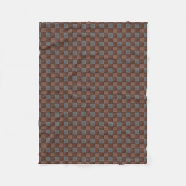 Brown and Black Check Fleece Blanket (Front)