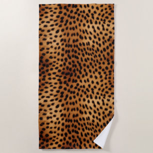 Brown and Black Cheetah Animal print Beach Towel