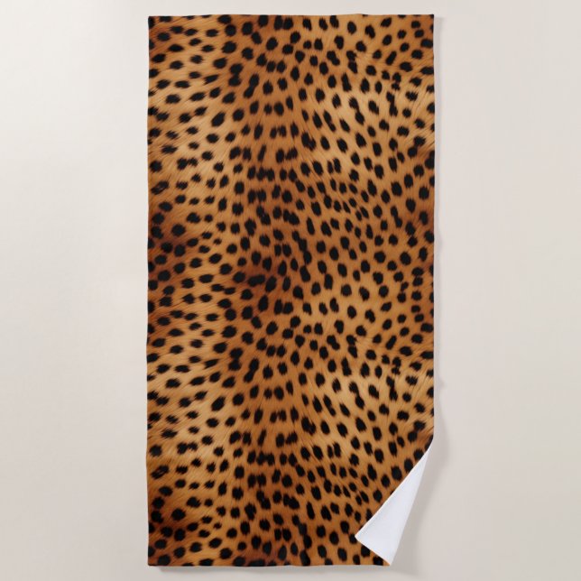 Brown and Black Cheetah Animal print Beach Towel (Front)