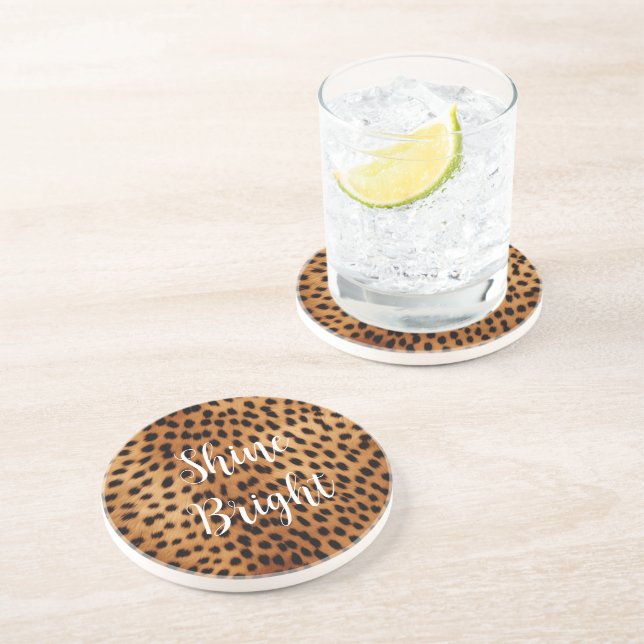 Brown and Black Cheetah Animal print Coaster (Side)