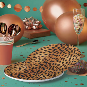 Brown and Black Cheetah Animal print Paper Plate