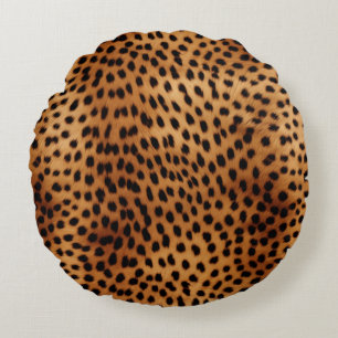 Brown and Black Cheetah Animal print Round Cushion