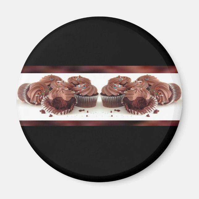 Brown and Black Cupcake Business Card Magnet (Front)
