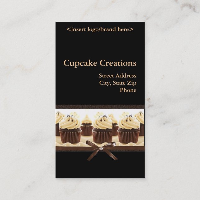 Brown and Black Cupcake Business Cards (Front)