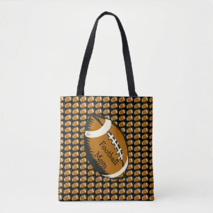 Brown and Black Football Mum Sports Tote Bag