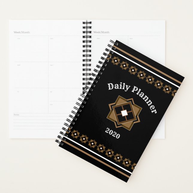Brown and Black Geometric Pattern Planner (Display)