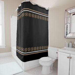 Brown and Black Geometric Pattern Shower Curtain