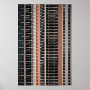 Brown and black high-rise building poster