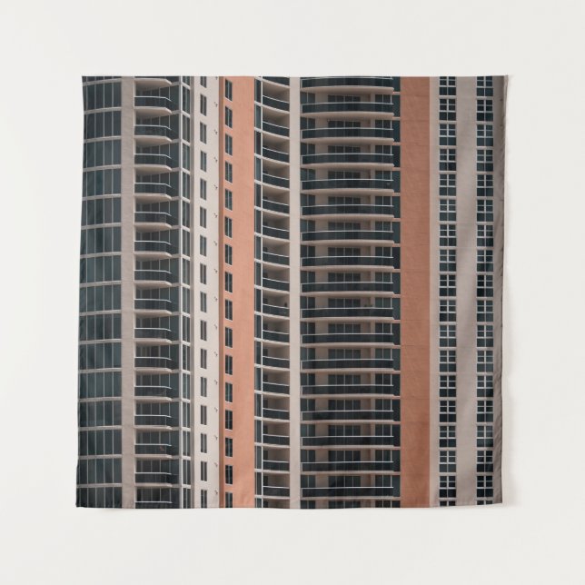Brown and black high-rise building tapestry (Front)
