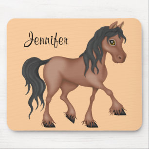Brown and Black Horse Mouse Mat