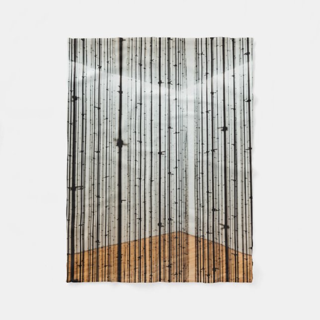 Brown and black illustration fleece blanket (Front)