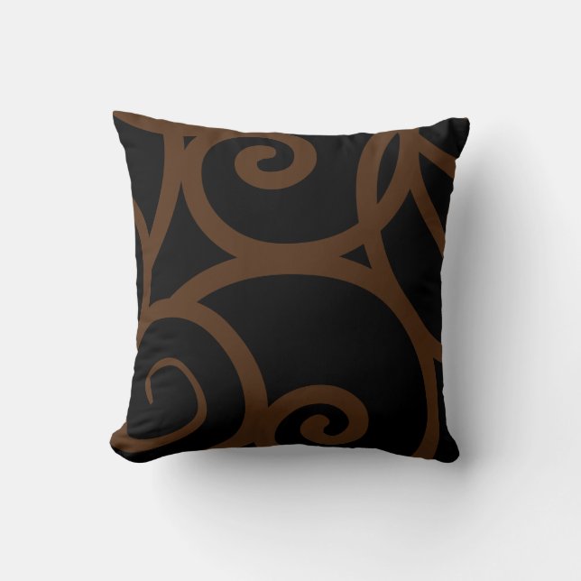Brown and Black modern abstract designer pillow (Front)