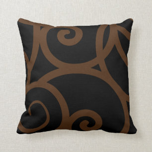 Brown and Black modern abstract designer pillow