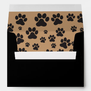 Brown and black paw print invitation envelope