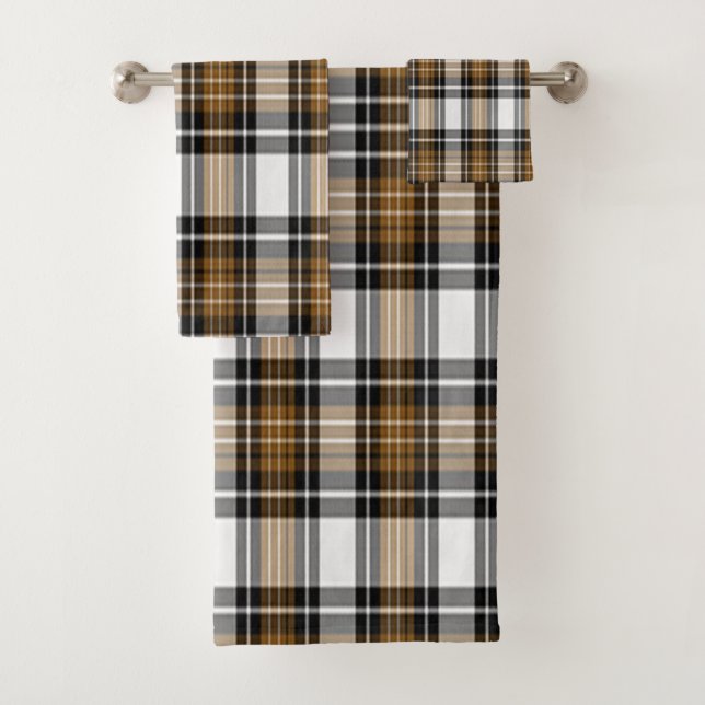 Brown And Black Plaid Bath Towel Set (Insitu)