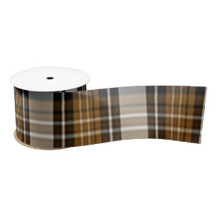Brown And Black Plaid Satin Ribbon