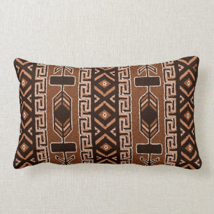 Brown And Black Southwestern Tribal Aztec Pattern Lumbar Cushion