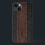 Brown And Black Stitched Leather Stripes iPhone 13 Case<br><div class="desc">Image of black and brown aged leather texture stitched stripes with beige accents. Custom and optional monogram. Elegant masculine design. Design is available on selected product but can be requested on any by email.</div>