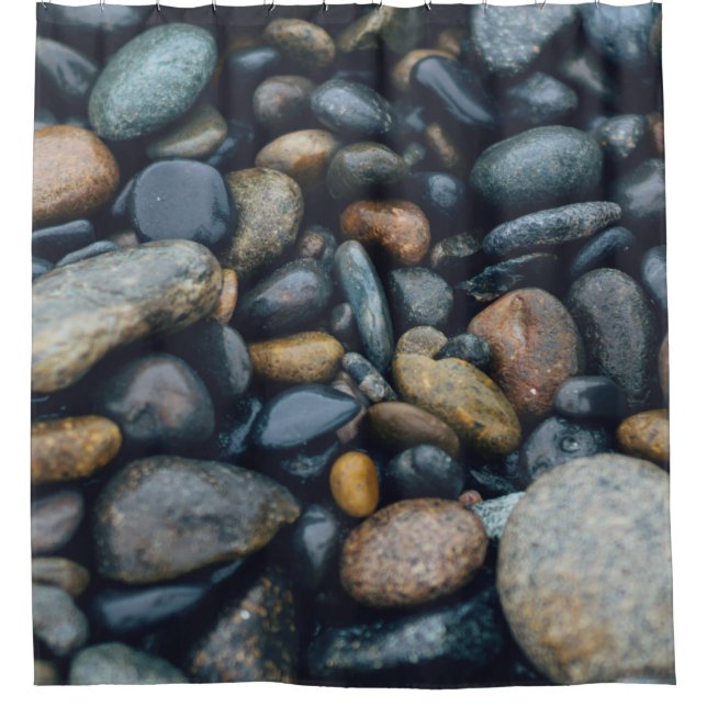 BROWN AND BLACK STONES SHOWER CURTAIN (Front)