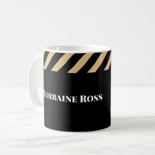 Brown and black stripe  professional coffee mug