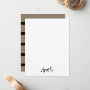 Brown and black stripes pattern personalised card