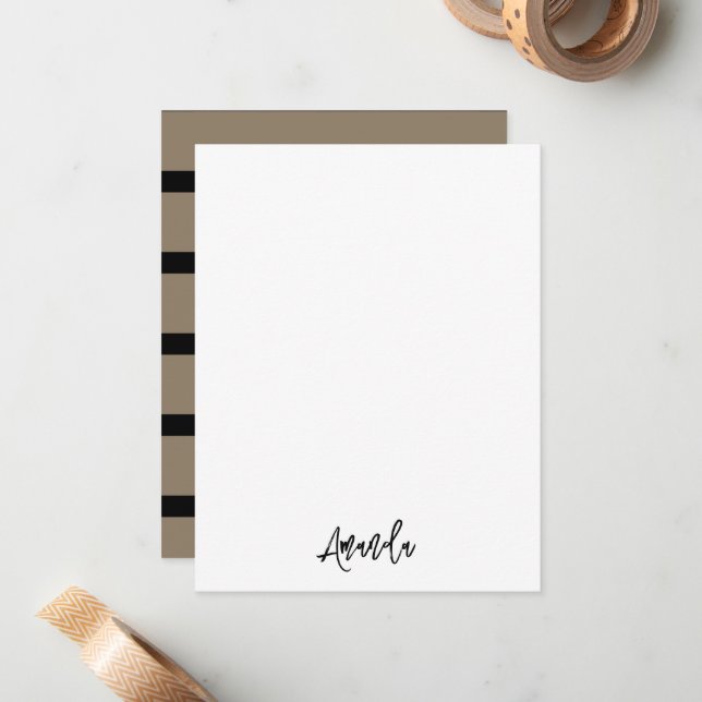 Brown and black stripes pattern personalised card (Front/Back In Situ)