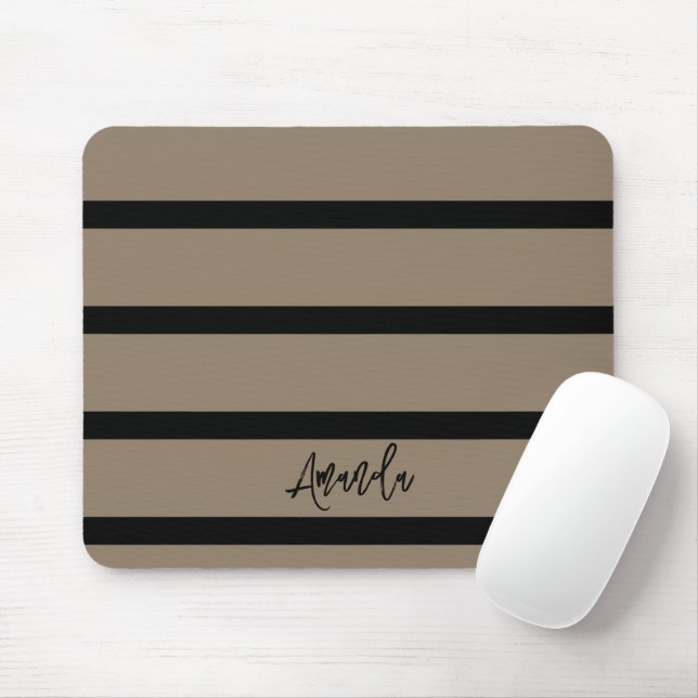 Brown and black stripes pattern personalised mouse mat (With Mouse)