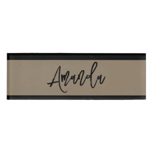 Brown and black stripes pattern personalised name tag